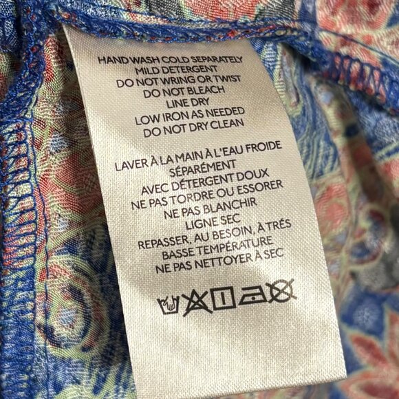 Free People Falling For You Peplum Top XS Faux Wrap Floral Long Sleeve Blue Boho - Picture 6 of 6